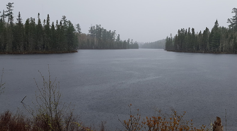 Rabbit Lake Road in the rain 