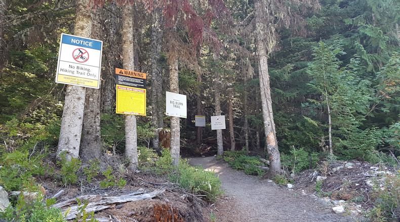 Blackcomb Ascent Trail warning signs 