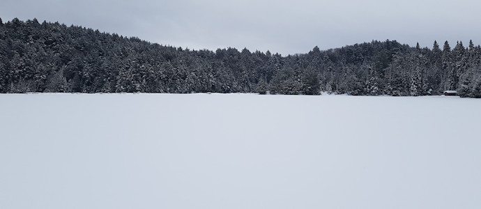 Cache Lake train bridge in winter 2019