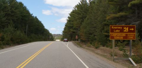 Kearney Lake Camp entrance from hwy 60