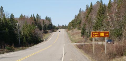 Peck Lake entrance from hwy 60