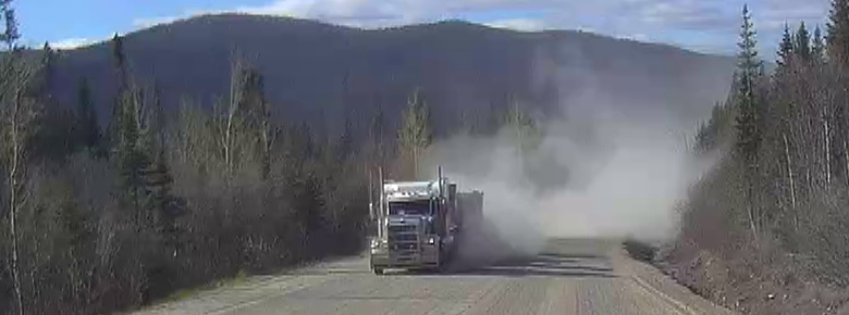 Truck crossing on gravel