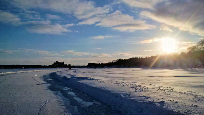 Skating on the lake in Sudbury 