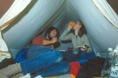 Inside the tent 