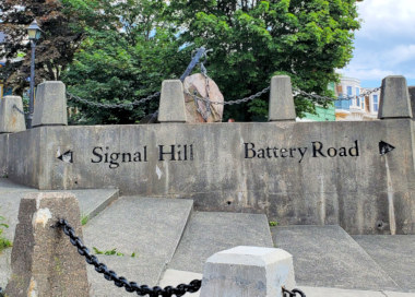 Signal Hill left and Battery Road right 