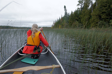 Wolverine Lake with canoe